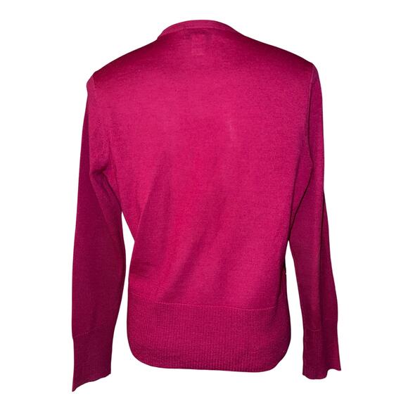 Talbots Petites Women's Size S Silk/Wool Cardigan Pink Black Elegant Style - Picture 2 of 6